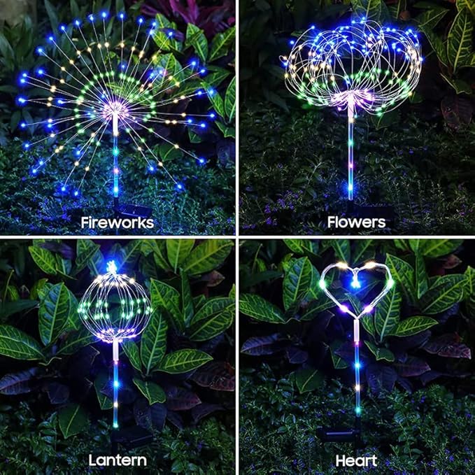 Garden Decor Solar Lights Outdoor,155LED 8 Lighting Modes Pole Light Waterproof Colorful Solar Garden Lights for Christmas, Halloween Decoration,Yard, Patio, Porch,Flower Pot,Pathway (2Pack)