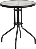 Flash Furniture Bellamy 23.75" Round Indoor/Outdoor Tempered Glass Metal Frame Side Table