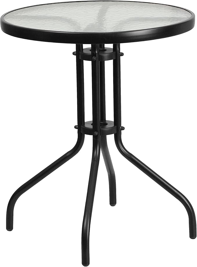 Flash Furniture Bellamy 23.75" Round Indoor/Outdoor Tempered Glass Metal Frame Side Table