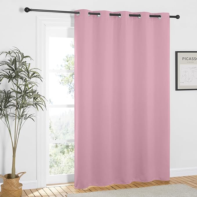 NICETOWN Rouge Pink Blackout Curtains 84 inch Length, Grommet Top Room Darkening Drapes for Bedroom Living Room, Light Blocking Window Covering for Privacy (W66 x L84 Inch, 1 Panel)