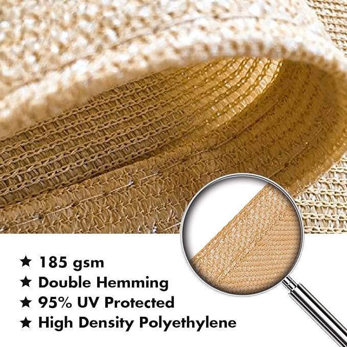 KANAGAWA 18'X18' Sand Custom Size Sun Shade Sail Square UV Block Canopy Cover for Patio Backyard Lawn Garden Outdoor (Customized Available)