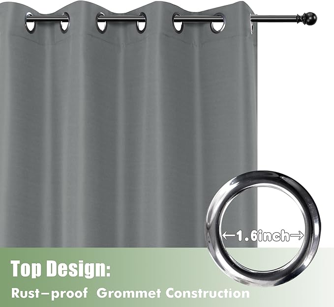 HolidayIdeas Waterproof Outdoor Curtains for Patio, 6 Panels - 54x120 Inches - Weatherproof Privacy Outsides Curtains for Backyard Porch Gazebo, Sunlight & UV Blocking (Grey, Grommet Top)
