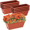 8pcs Rectangle Window Boxes Planters, 17 Inches Long Window Sill Planter Box Outdoor, Plastic Rectangular Window Flower Herb Pots Indoor with Drainage Holes and Trays for Garden Windowsill