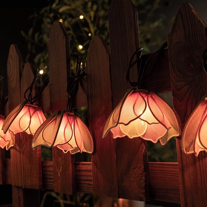 Decorative String Lights Plug in with 10 Incandescent Bulbs, Flower Garland Fairy Lights Connectable Weatherproof Outdoor Indoor for Wedding Garden Pergola Bedroom Porch Floral Home Decor (Multicolor)