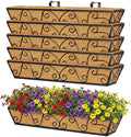 Y&M 30 Inch Butterfly Window Deck with Coco Liner, Fence Metal Hanging Flower Planter Window Basket Deck Railing Planter Boxes for Outdoor Garden Lawn 6pcs