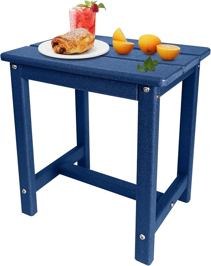 Adirondack Square Side Table,one-Tier Outdoor end Table, Patio Side Table for Pool,Porch,Backyard,Relaxing Companion (Blue)