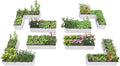 A ANLEOLIFE Set of 8, 18 Inch Tall Antique White Raised Garden Beds Kit, L-Shaped & Rectangular Metal Planters – Ideal for Backyard Vegetables Flowers Herbs