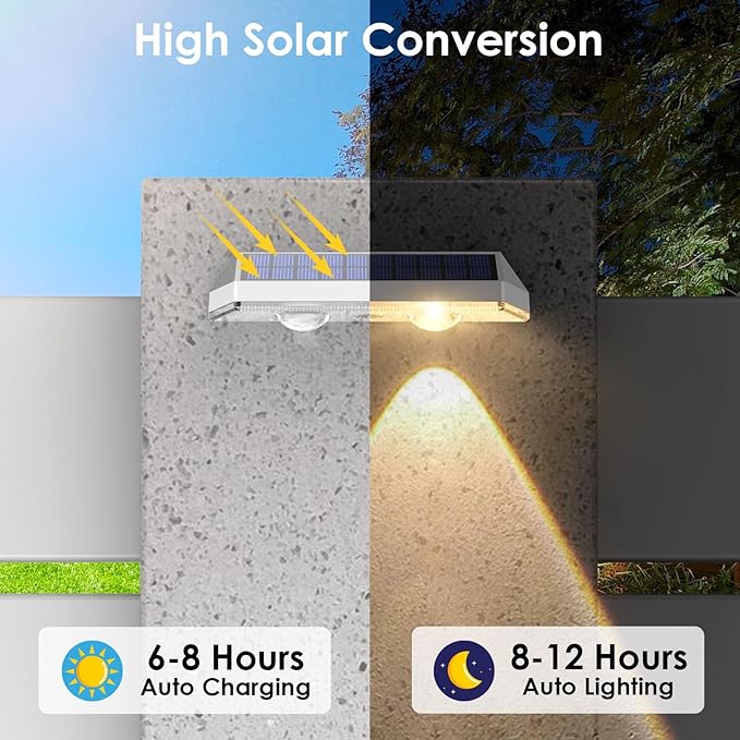 12 Pack Solar Fence Lights Outdoor Waterproof LED - 3000/4000/6000K 3 Mode, IP65 Waterproof Fence Lights Solar Powered, Solar Wall Lights for Outside, Backyard/Step/Patio/Deck Fence/Stair Railings