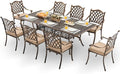 9-Piece Cast Aluminum Patio Furniture, Outdoor Dining Sets for 8 Include 87" Rectangular Patio Dining Table and 8 Stackable Chairs with Cushions & Umbrella Hole (Bronze)