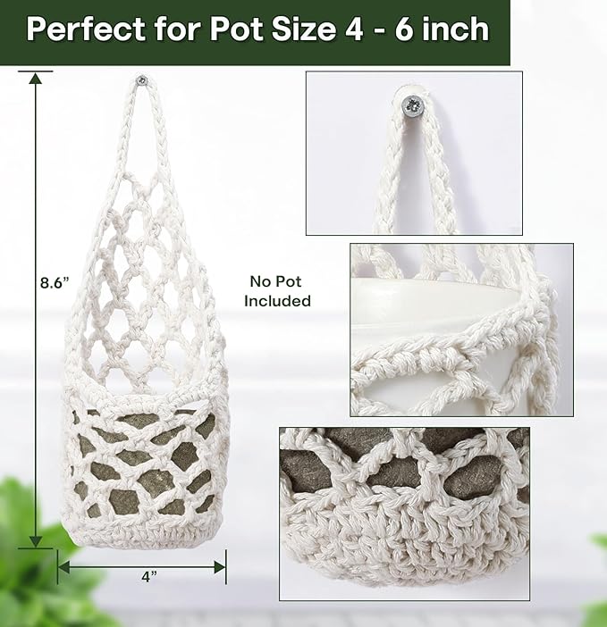 4 Packs Hanging Planters for Indoor Plants, Wall Plant Holder | Plant Hanger Indoor, Wall Planters for Indoor Plants, Hanging Plant (4PK, 2 Large + 2 Small)