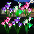 WdtPro Solar Lights Outdoor Garden Decorative 6 Pack, Waterproof Solar Garden Lights with 24 Lily Flowers, Color Changing LED Solar Powered Landscape Lights for Outside Yard Patio Decor,Gifts