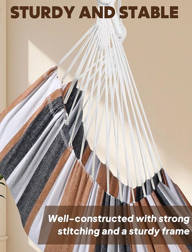 Chihee Hammock Chair Hanging Swing Max 500 Lbs 2 Cushions Included Metal Spreader Bar with Anti-Slip Grooves Portable Hanging Chair Side Pocket Large Macrame Bohemian Chair Indoor Outdoor