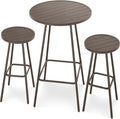 Best Choice Products 3-Piece Patio Dining Set, Bar Height, Outdoor Bistro Set, Outdoor Round Bar Table w/ 2 Bar Stools, Steel - Taupe