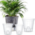 Self Watering Pots for Indoor Plants with Deep Reservoir and High Drainage Holes for Outdoor Plants and Flowers, Bare Root Planter(4.72''/5.91''/7.09''/8.27'',Clear,4 Pcs)