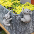 Set of 2 Cute Climbing Elephant Statues Flower Pot Hugger, Resin Hanging Animals Figurine Outdoor Planter Pot Decorations for Home Garden Patio Lawn Yard Ornaments