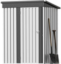 Greesum 5×3 FT Outdoor Storage Shed, Metal Storaged Sheds Without Floor, Tool Sheds with Lockable Doors and Sloping Roof for Garden, Patio, Backyard, White