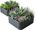 2-Pack 4x1.5ft Galvanized Raised Garden Bed, Outdoor Planter Bed, Metal Planter Box for Gardening and Planting,Dark Grey