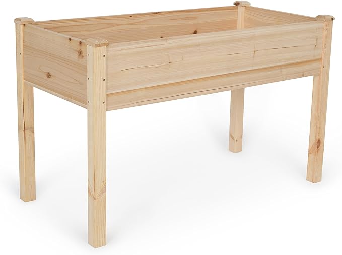 Backyard Expressions Wooden Raised Garden Bed | 48" x 24" x 30" Elevated Planter Box with Included Bed Liner | Outdoor Vegetable, Flower, and Herb Gardening