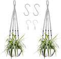 Augshy 2 Packs Macrame Hanging Planter, Indoor Hanging Planter Basket with Wood Beads Decorative Macrame Pot Hanger for Home Decor (Grey)