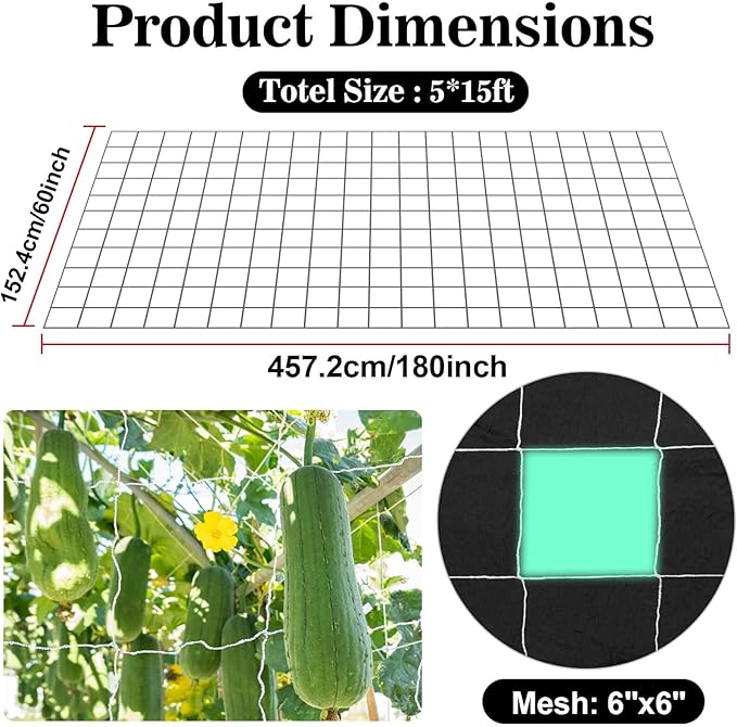 Sukh Garden Plant Trellis Netting -Trellis Net Polyester Trellis Netting Garden Square Mesh for Climbing Plants Fruits Vegetables VinesGrow Tents (4)