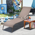Giantex Patio Lounge Chair, Outdoor Chaise Lounge with 5 Adjustable Backrest, Sturdy Metal Frame, Sunbathing Recliner, Tanning Chairs for Outside, Beach, Yard, Balcony, Poolside, Brown