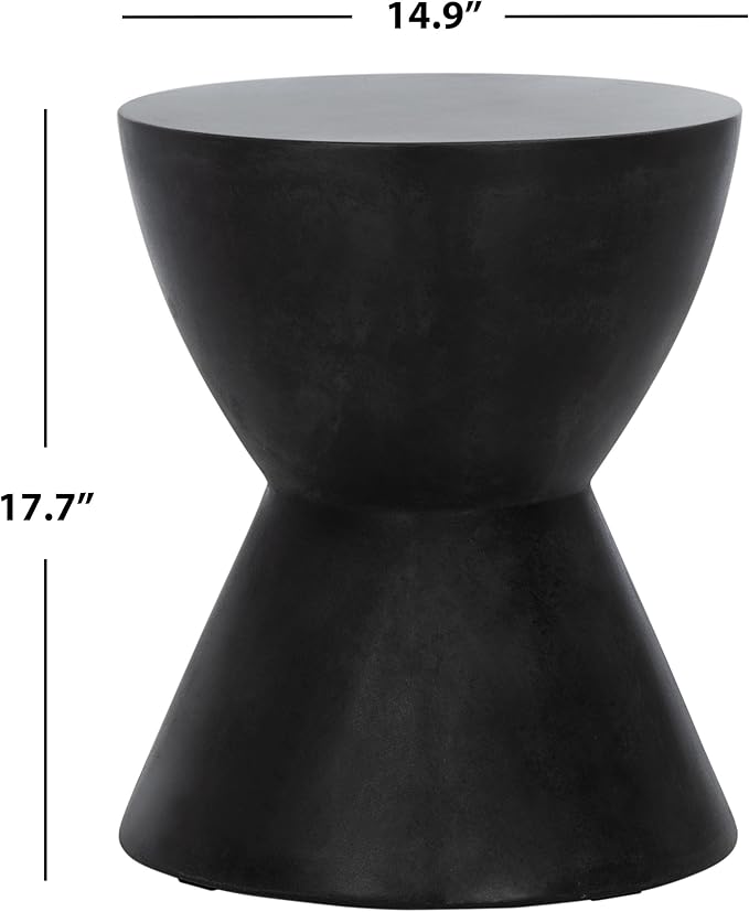 Safavieh Outdoor Athena Black Modern Concrete Round Accent Table