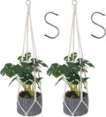 2 Pcs Hanging Planter Macrame Plant Hanger with Metal Ring Plant Holder Hanging for Indoor Plants Boho Home Decor Decorative Braided Cotton Rope Flower Pot Holder