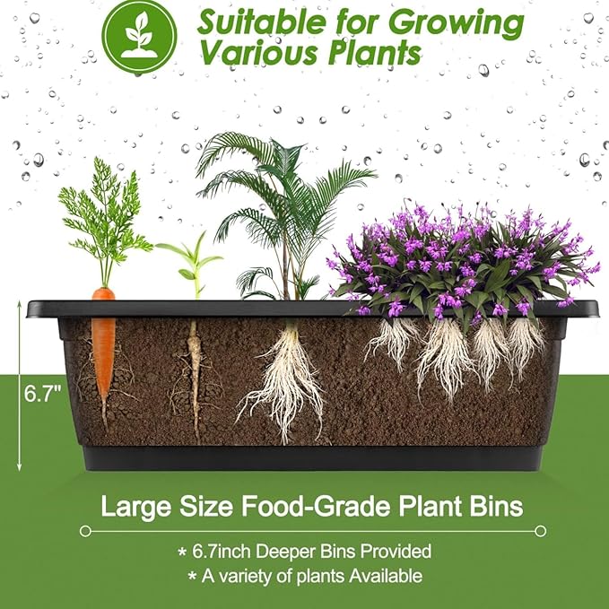 SEJOV 2 Pack Vertical Raised Garden Bed, 5-Tier Vertical Garden Planter with Drainage System, Larger Elevated Planter Box for Herbs Vegetables Flowers Indoor Outdoor (Black with Lockable Wheels