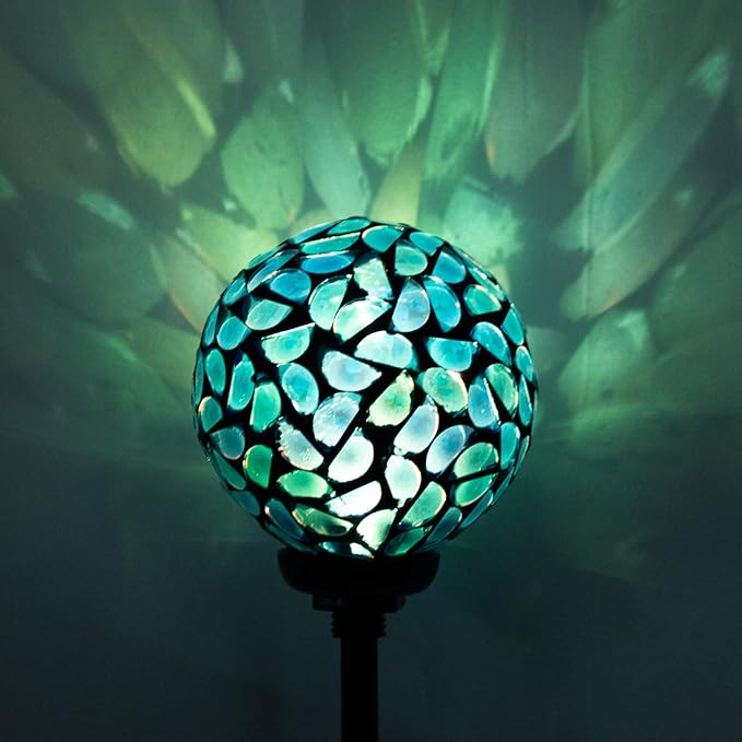 VCUTEKA Solar Lights Outdoor Decorative - Mosaic Solar Garden Light Waterpoof LED Pathway Stake Light for Landscape Lawn Patio Yard Decoration, Blue 1 Pack