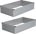 Vengarus 6x3x1FT (2 Pack) Galvanized Raised Garden Bed Kit, Outdoor Metal Planter Box for Vegetables, Rectangular Steel Container, Easy Assembly (Silver)