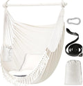 Chihee Hammock Chair 4.9ft x 3.9ft Max 500 Lbs Widen Hanging Swing 2 Cushions Included Metal Spreader Bar with Anti-Slip Grooves Portable Comfy Hanging Chair Side Pocket Bohemian Chair Indoor Outdoor