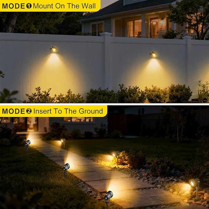 Landscape Spot Lights Outdoor, Dusk to Dawn Outdoor Lighting with IP65 Waterproof, 3000K Warm White Plug in Spotlight for Yard Tree Wall Pathway Flag Pole House, 4 Pack