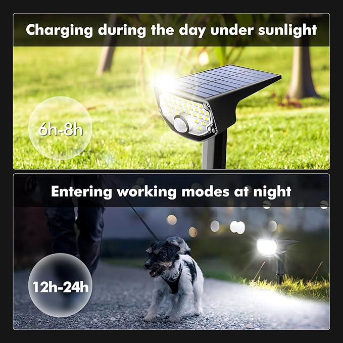 AloftSun Solar Motion Sensor Outdoor Lights,Waterproof Motion Sensor Spot Lights- 30 LED/3 Modes Solar Powered Spotlights,Landscape Lighting for Yard and Garden, Cool White,6 Pack