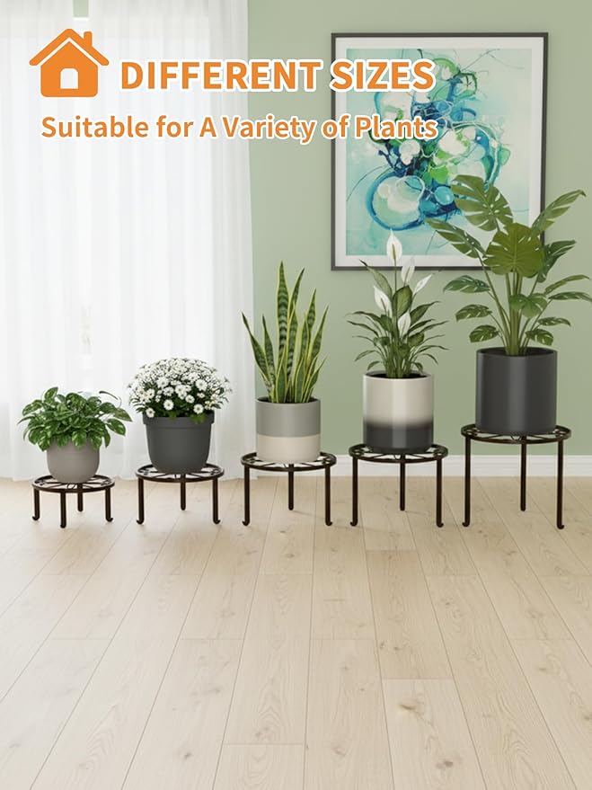 Set of 5 Metal Plant Stand for Heavy Potted Plant for Home Indoor and Outdoor Round Metal Corner Plant Stand for Flower Pot Stand Holder