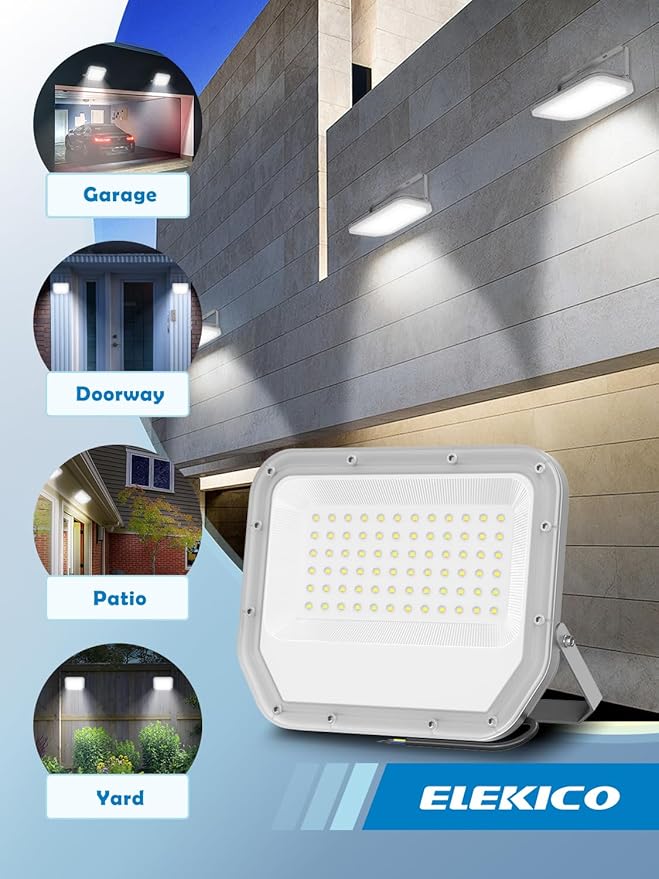 2 Pack Super Bright 6500k 10000lm LED Flood Lights Outdoor,100w Led Outside Lights for Yard Outdoor Waterproof Work Lighting Floodlight for Garage Yard Garden Stadium