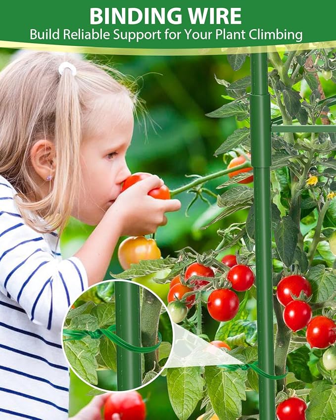 6 Pack Tomato Cages for Garden, 51in*13in Adjustable Tomatoes Plant Stakes Support Cages Trellis, Garden Trellis for Vegetable Flowers Fruits Climbing Plants- 20 Binding Wires Included