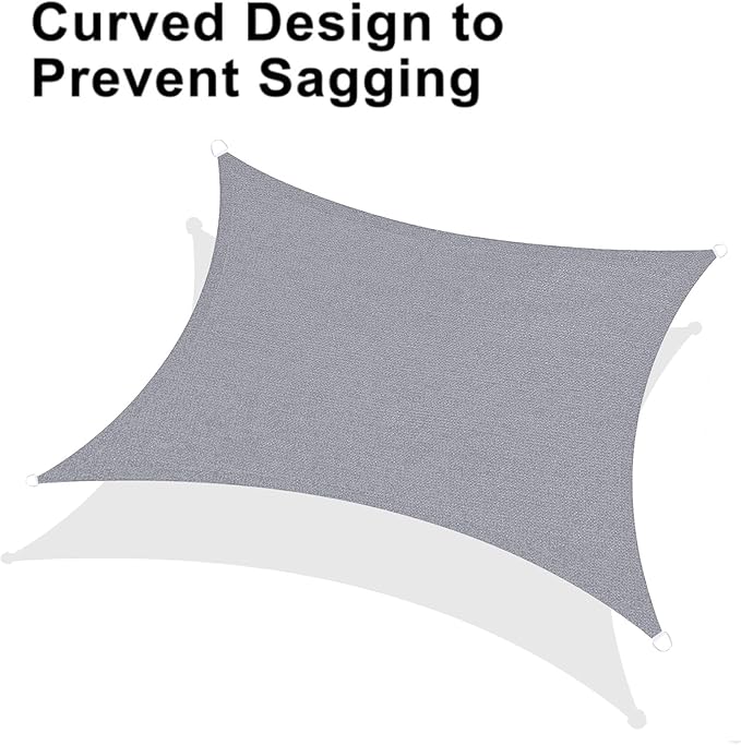 LOVE STORY Custom Size 8'x18' Silver Grey Sun Shade Sail Rectangle UV Block Canopy Patio Sail Sunshades Fabric for Outdoor Garden Carport (We Make Custom Size)