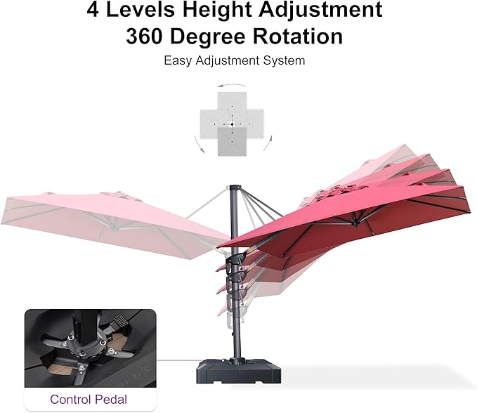 PURPLE LEAF 8' X 8' Patio Umbrella for Pool 7' High Offset Outdoor Cantilever Umbrella Swimming Pool Umbrella with 360°Rotation for Poolside Terra