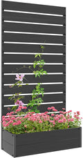 Outsunny Raised Garden Bed with Trellis for Climbing Plants, Planter Box with Self Draining Gap, Freestanding Trellis Planter for Outdoor, Patio, Deck, 35.75" x 15" x 70.75", Black