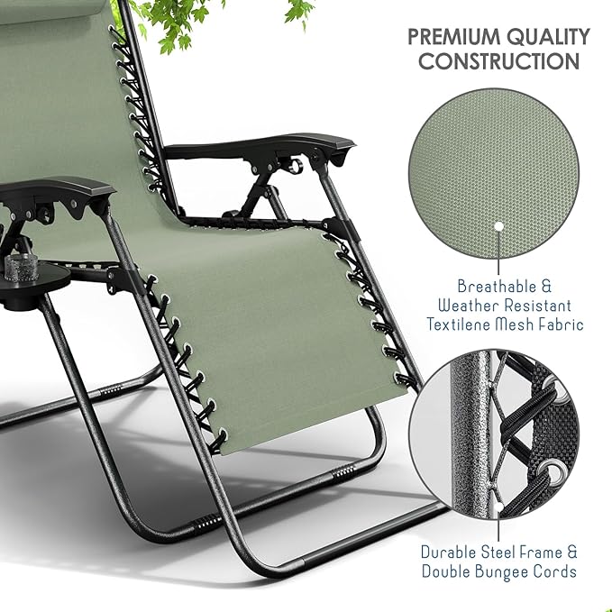 Nestl Zero Gravity Chairs Set of 6 - Sage Green