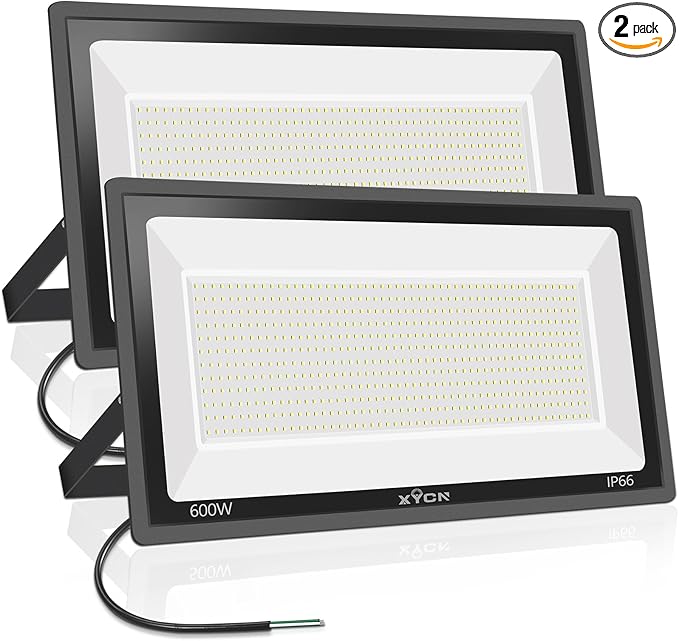 600W 2pack LED Stadium Flood Lights ,(3050W Equivalent)67500LM Super Bright LED Arena Outdoor Lights,100-277V IP66 Waterproof 5000K Daylight White Commercial Lighting for Sports Fields and Counts