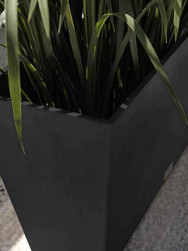 Veradek Pure Series Midori Trough Planter - Large Rectangular Planter for Indoor or Outdoor Deck/Porch | Durable All-Weather Use with Drainage Holes | Modern Decor for Shrubs, Flowers, Small Plants