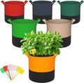 5-Gallon Grow Bags: 6 Pack Heavy Duty 350G Thickened Fabric Pots Nonwoven Felt Garden Bags for Growing Vegetable Fruit Flower with Plant Labels