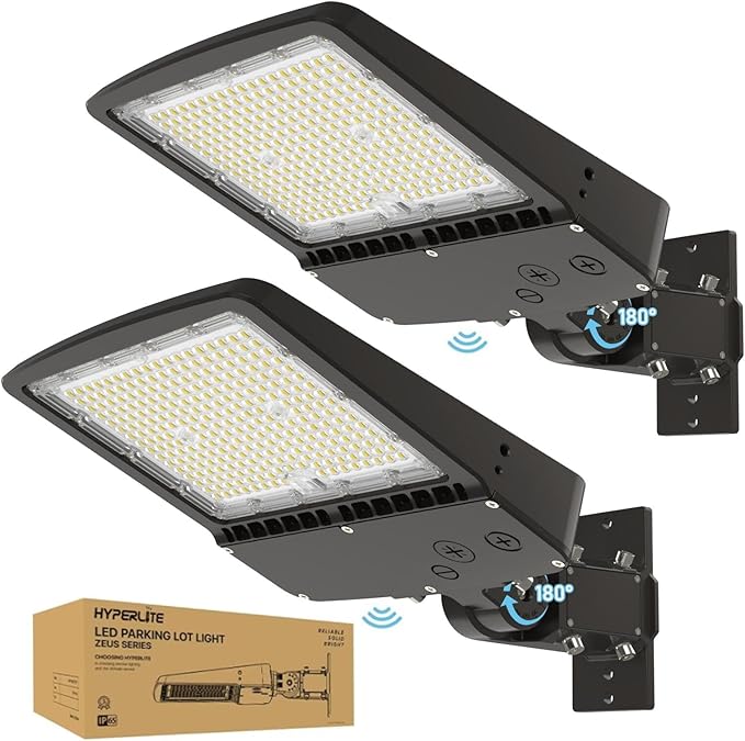 HYPERLITE LED Parking Lot Light - 200W 30000LM 5000K Led Parking Lot Lights Outdoor Dusk to Dawn - Wall Mounted Commercial Led Flood Light for Street Garage Barn Roadways Driveways Pond- 2PACKS