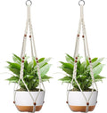 Macrame Plant Hanger - Fits 6 to 15 inches Pots for Indoor Outdoor, 43 Inch, Set of 2, Ivory (POTS NOT Included)