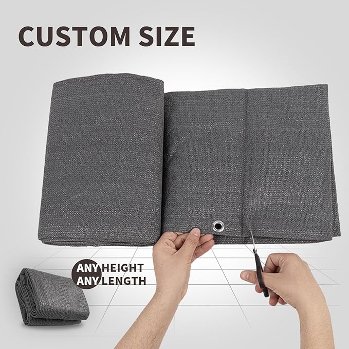 LOVE STORY Custom Size 3'x18' Dark Grey Balcony Privacy Screen,UV Block Privacy Fence Screen,90% Shield for Outdoor Pool Garden Apartment Railing