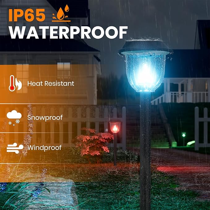 AOSEA 4 Pack Christmas Solar Pathway Lights Outdoor Waterproof - RGB Flash Mode Only Solar Lights for Outside, IP65 Rated, 12H Bright Landscape Lighting, Durable Plastic - Perfect for Garden & Walkway
