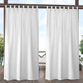EXCLUSIVE HOME Cabana Solid Indoor/Outdoor Light Filtering Hook-and-Loop Tab Top Curtain Panel Pair, 54"x84", Winter White