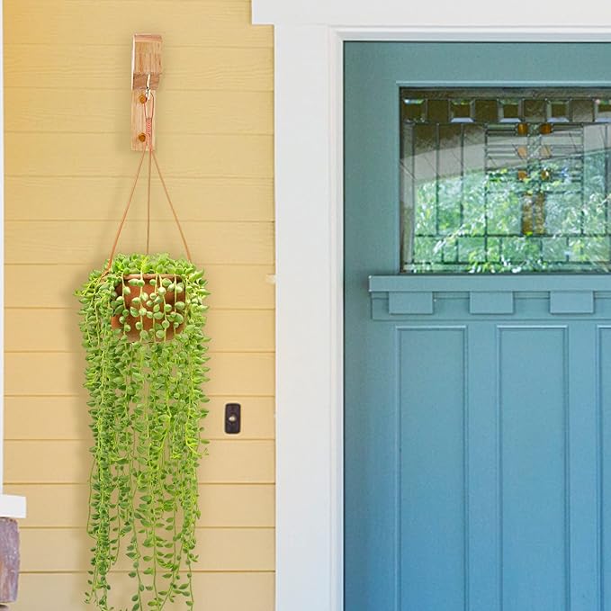 7-Inch Wooden 7-Shaped Wall Hook Plant Hanger – Ideal for Indoor/Outdoor Bird Feeders, Flower Baskets, and Wind Chimes