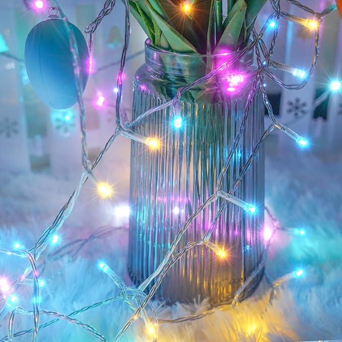 Connectable 200 LED Easter Lights Indoor Outdoor with Timer, 66FT 13 Modes Easter Pastel Lights Multicolor Lights, Waterproof Twinkle Fairy Lights Plug in Clear Wire for Christmas Bedroom Easter Decor